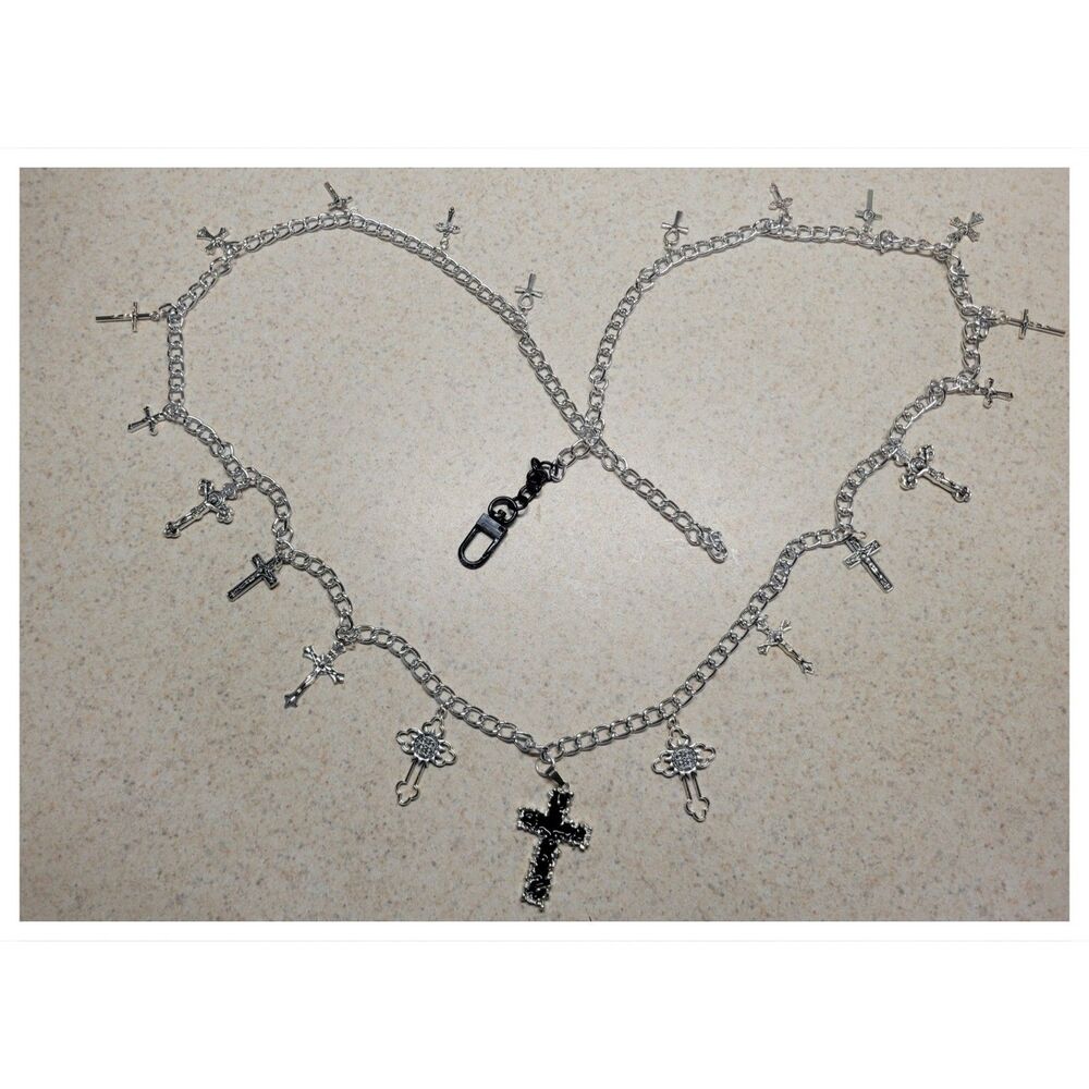 Cross waist belt chain misa cosplay death note goth gothic emo silver handmade
